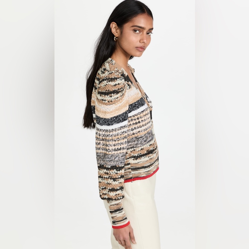 NWT Veronica Beard Cecily Mixed Knit Wool Cardigan Button Sweater - Picture 3 of 11
